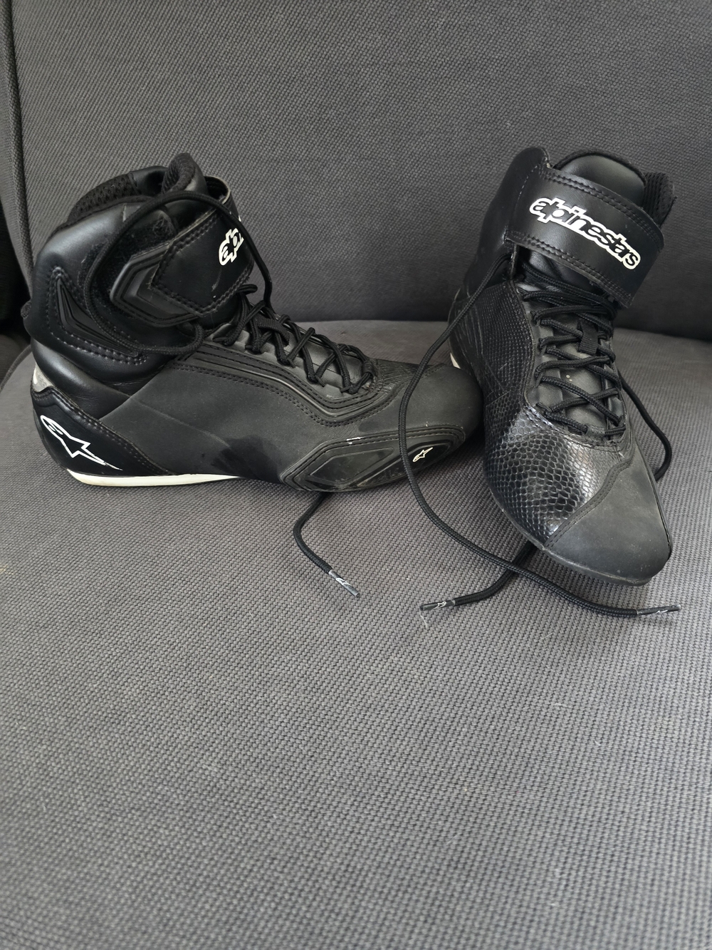 Alpinestars Womans Black Motorcycle Ankle Boots with Strap